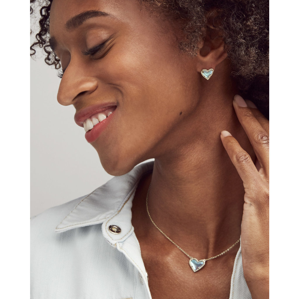 Kendra Scott Ari Heart Gold Stud Dichroic Glass*