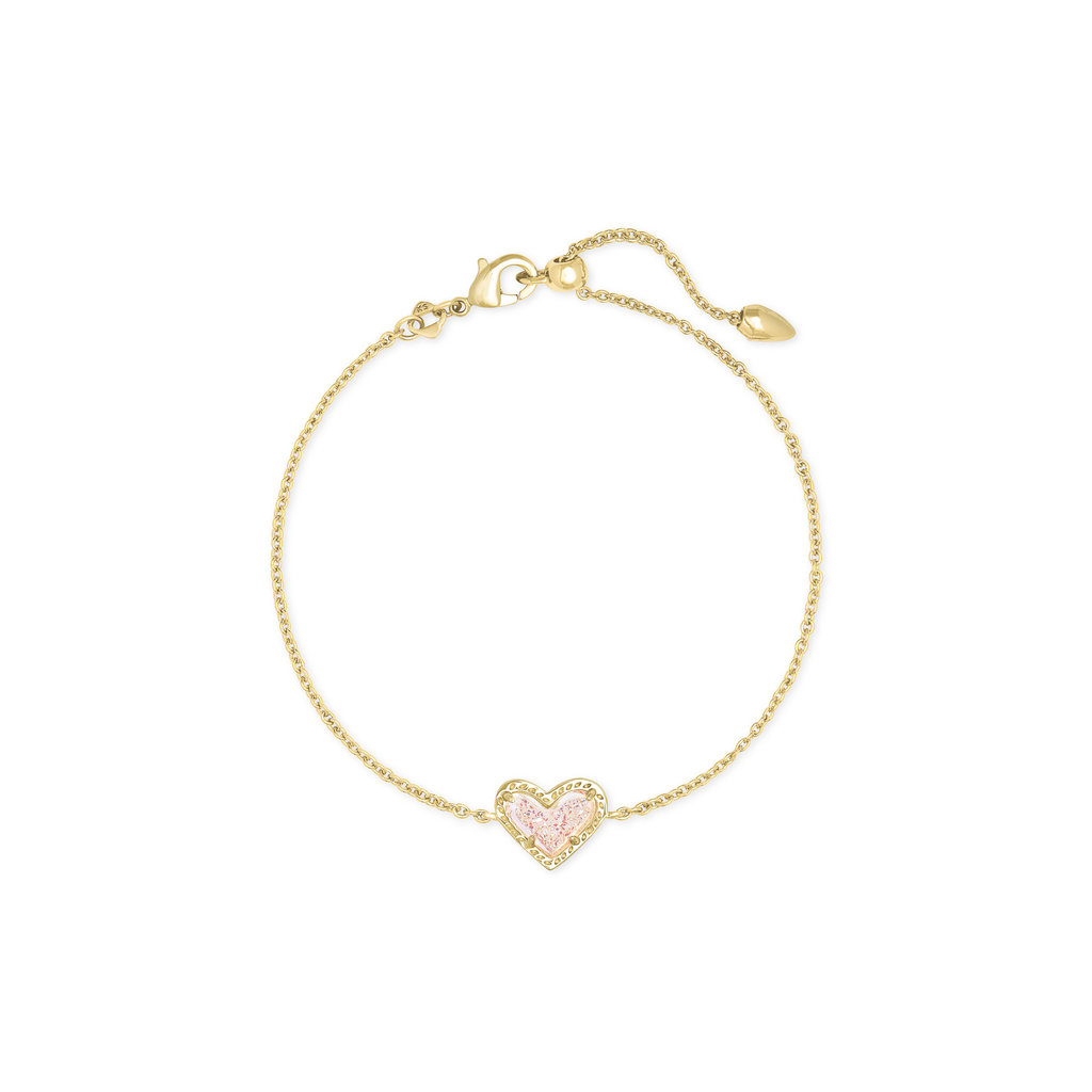 Kendra Scott Ari Heart Gold Bracelet Iridescent Drusy*