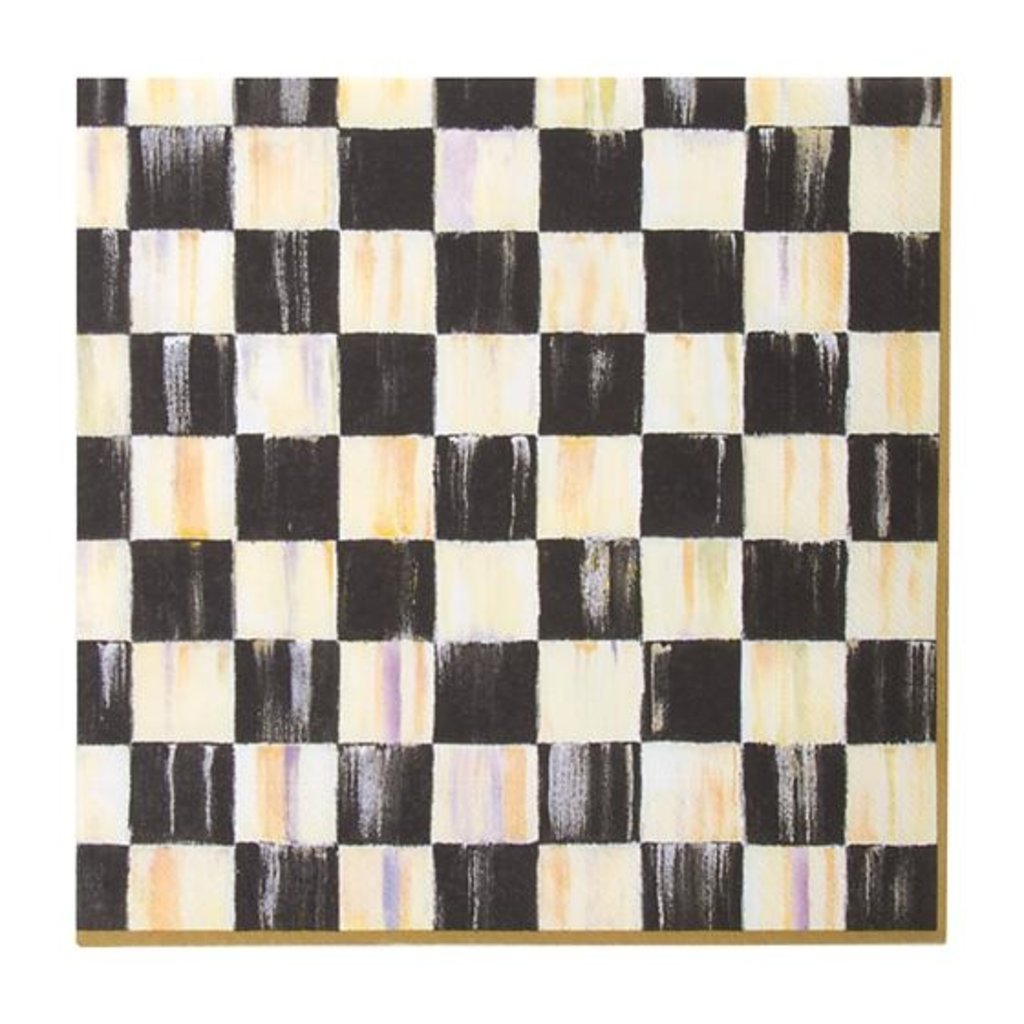 Courtly Check Dinner Paper Napkin - Gold Border