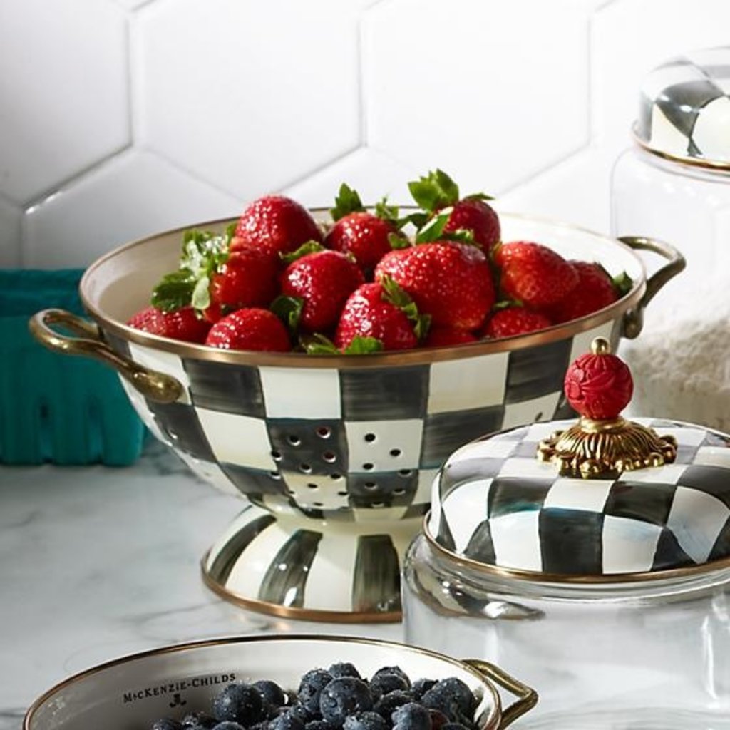 MacKenzie-Childs Courtly Check Enamel Colander - Large
