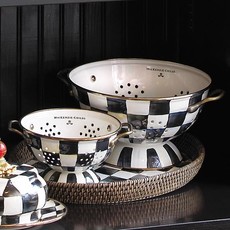 MacKenzie-Childs Courtly Check Enamel Colander - Large