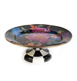 Flower Market Black Pedestal Platter - Small