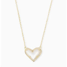Kendra Scott Ari Heart Gold Pendant Necklace In Ivory Mother-Of-Pearl