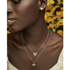 Kendra Scott Ari Heart Gold Pendant Necklace In Ivory Mother-Of-Pearl