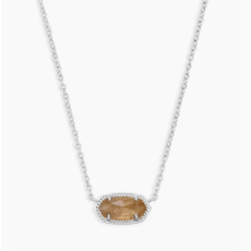 Kendra Scott Elisa Silver Pendant Necklace In Citrine