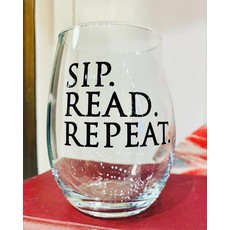 Sip Read Repeat Wine Glass