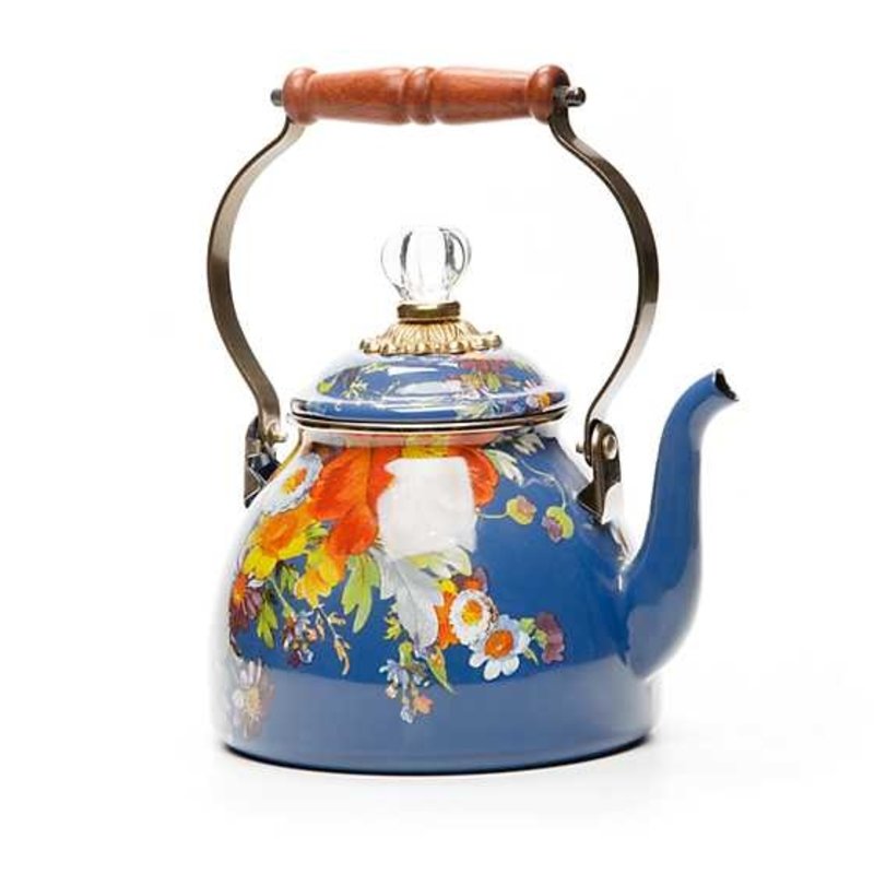 MacKenzie-Childs Flower Market 2 Quart Tea Kettle - Lapis