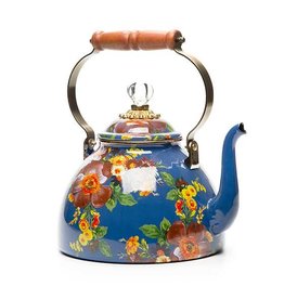 MacKenzie-Childs Flower Market 3 Quart Tea Kettle - Lapis