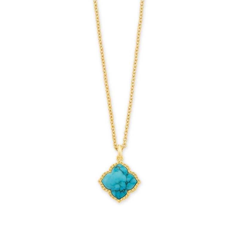Kendra Scott Mallory Pendant Necklace Gold Variegated Turquoise