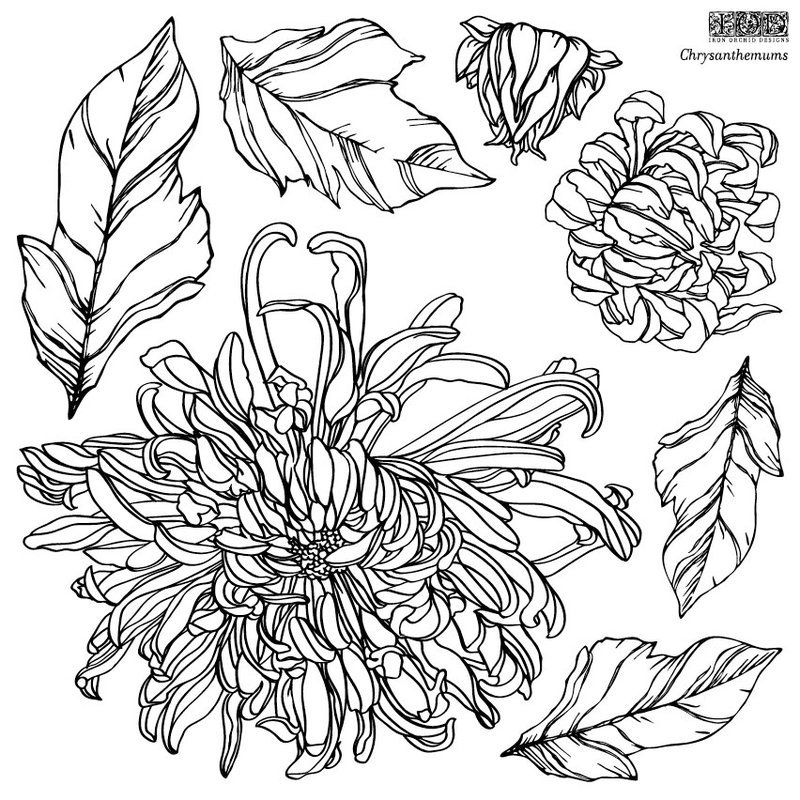 Iron Orchid Designs Chrysanthemums Decor Stamp