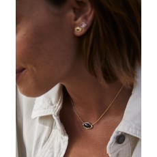 Kendra Scott Baroque Elisa Gold Pendant Necklace In Black Banded Agate