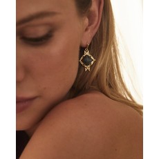 Kendra Scott Cass Gold Drop Earrings In Black Banded Agate