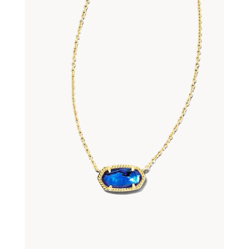 Elisa Gold Pendant Necklace In Navy Abalone
