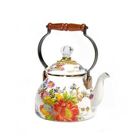 MacKenzie-Childs Flower Market 2 Quart Tea Kettle - White