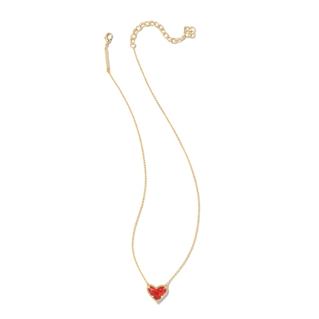 Ari Heart Gold Necklace Red Kyocera Opal