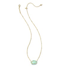 Beaded Elisa Gold Pendant Necklace In Sea Green Chrysocolla