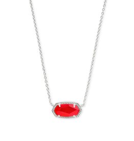 Kendra Scott Elisa Silver Pendant Necklace In Red Illusion