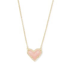 Ari Heart Gold Pendant Necklace In Rose Quartz
