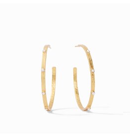 Crescent Stone Hoop Gold Pearl - Large
