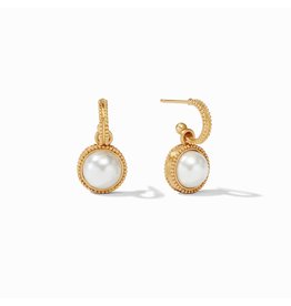 Julie Vos Fleur-de-Lis Hoop & Charm Earring Gold Pearl