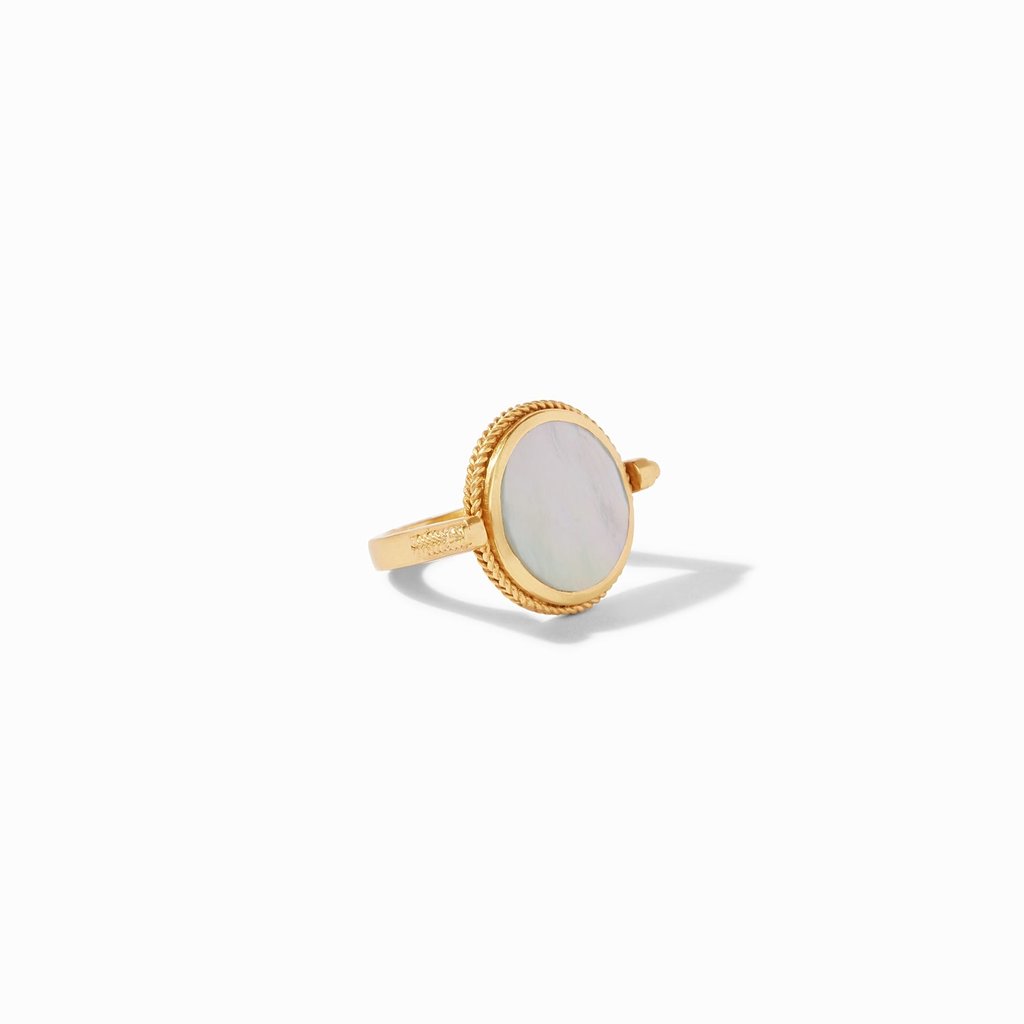 Coin Revolving Ring Gold Mother of Pearl - Size 7