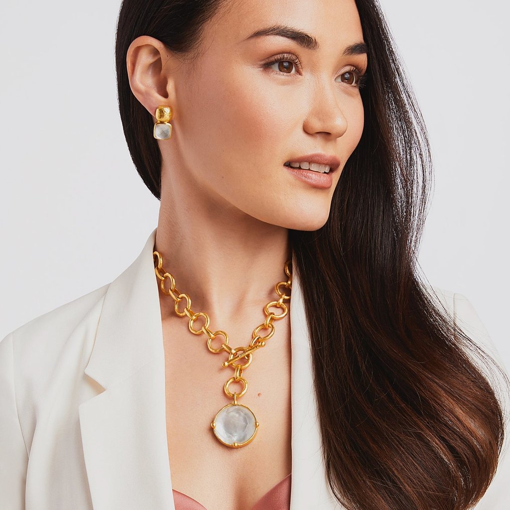 Julie Vos Catalina Earring - Iridescent Clear Crystal