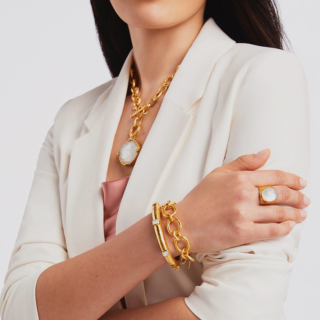 Catalina Hinge Bangle - Iridescent Clear Crystal