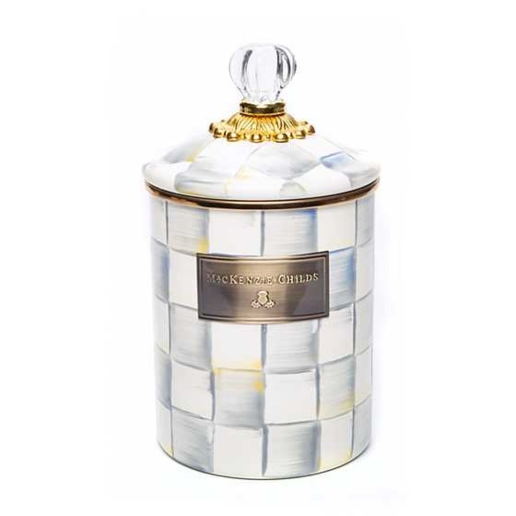 Sterling Check Enamel Canister - Medium