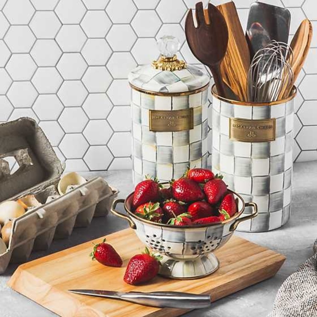 MacKenzie-Childs Sterling Check Enamel Colander - Small