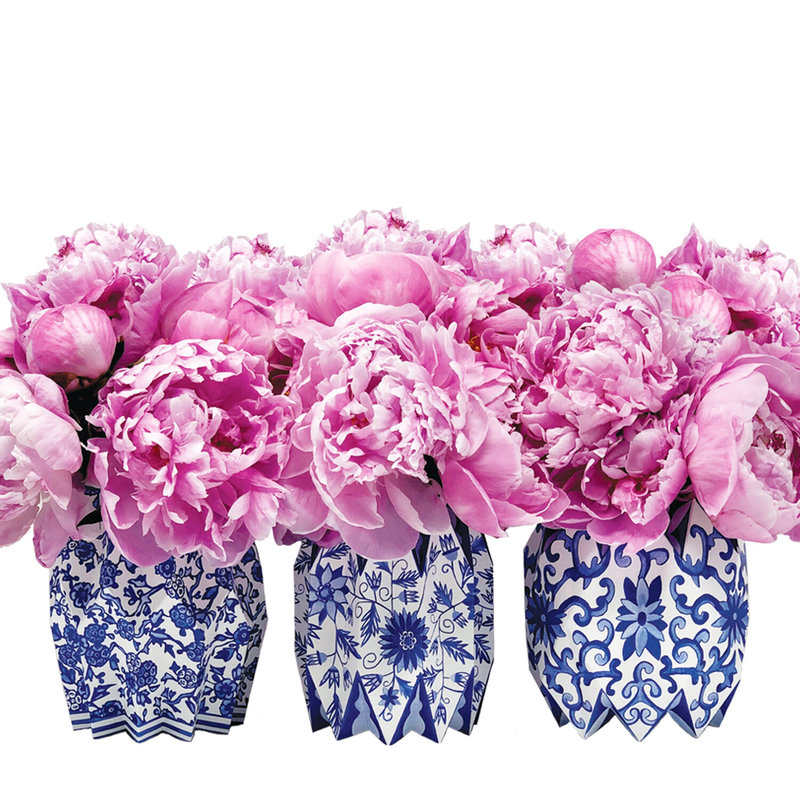 Blue & White Chinoiserie Paper Vase Wraps