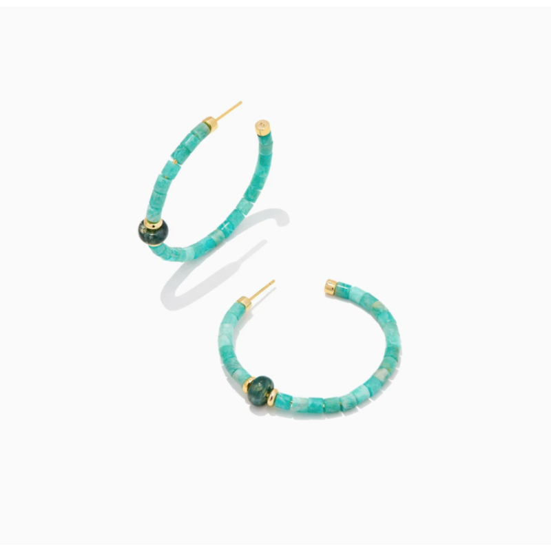 Insley Gold Hoop Earrings in Teal Amazonite