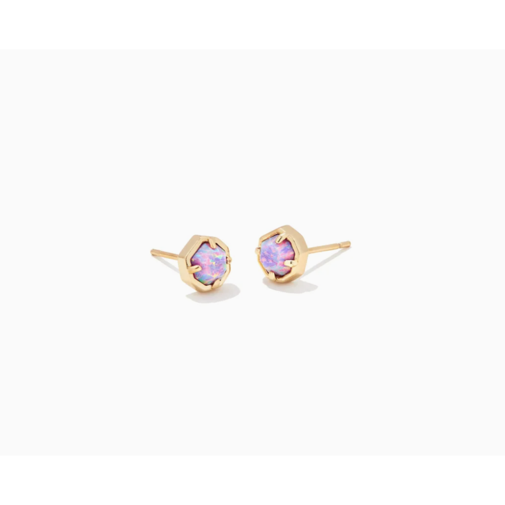 Nola Gold Stud Earrings in Lavender Kyocera Opal