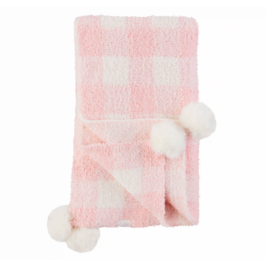 Pink Gingham Chenille Blanket Southbank Gift Company