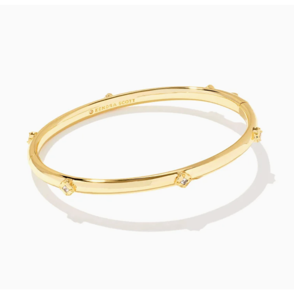 Kendra Scott Joelle Bangle Bracelet Gold White Crystal S/M