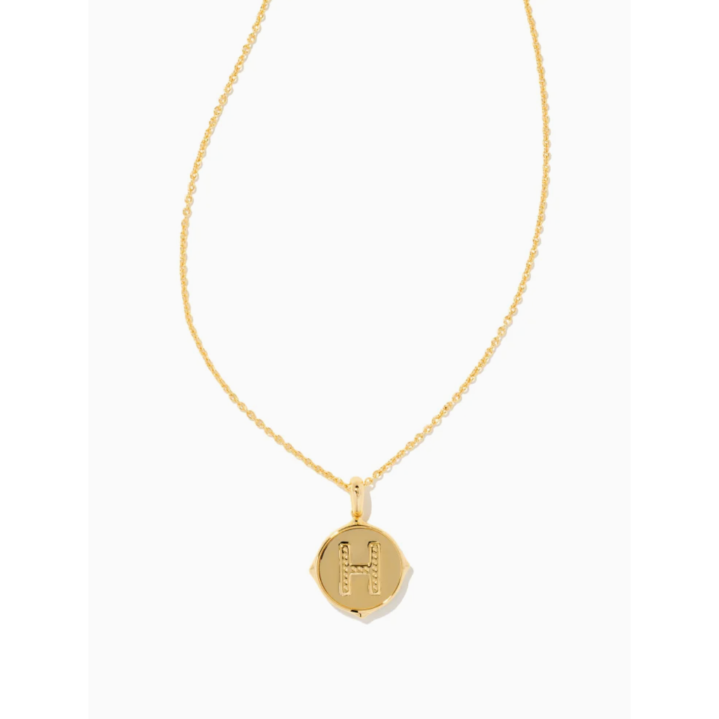 Kendra Scott Kendra Scott Letter H Gold Disc Reversible Pendant Necklace