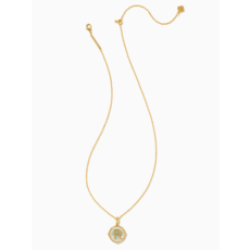 Kendra Scott Kendra Scott Letter R Gold Disc Reversible Pendant Necklace in Iridescent Abalone