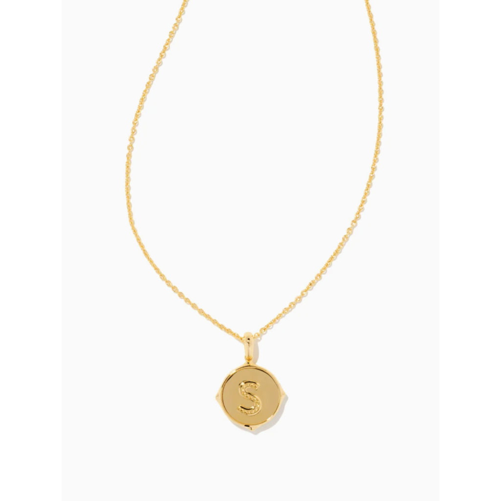 Kendra Scott Kendra Scott Letter S Gold Disc Reversible Pendant Necklace in Iridescent Abalone