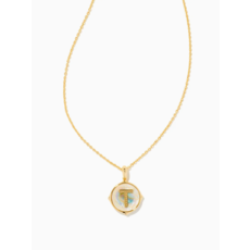 Kendra Scott Kendra Scott  Letter T Gold Disc Reversible Pendant Necklace in Iridescent Abalone