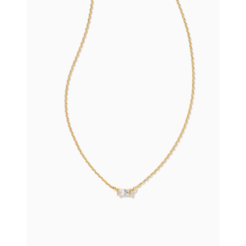 Juliette Gold Pendant Necklace in White Crystal