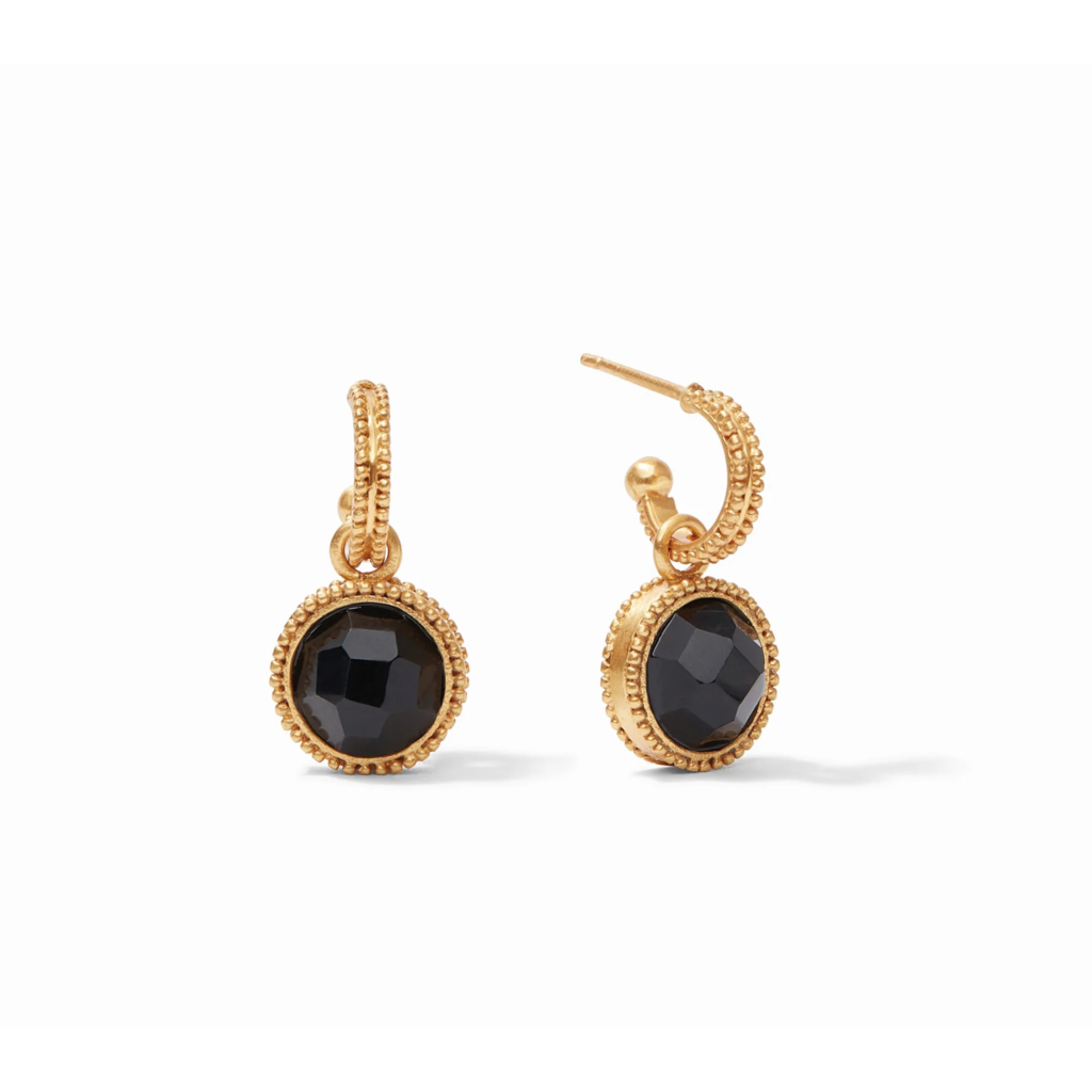 Julie Vos Fleur-de-Lis Hoop Earring Gold Black Obsidian Reversible