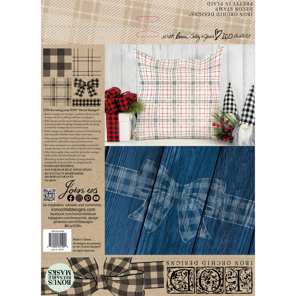 Iron Orchid Designs Pretty in Plaid 12x12 IOD Stamp