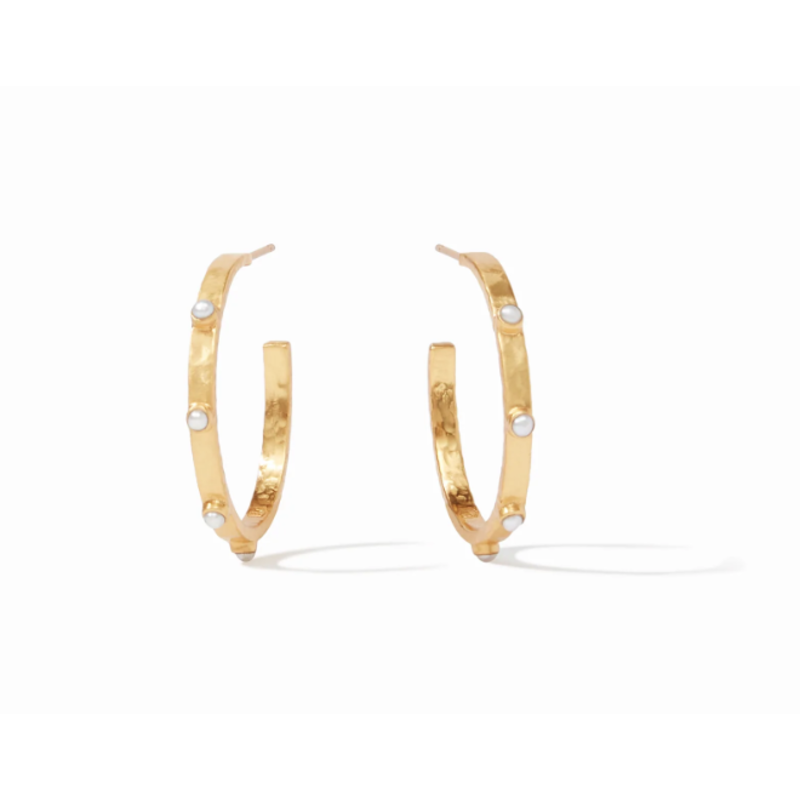Julie Vos Crescent Gold Hoop Earring  Pearl - Medium