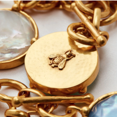 Julie Vos Honeybee Statement Necklace Gold Charcoal Blue