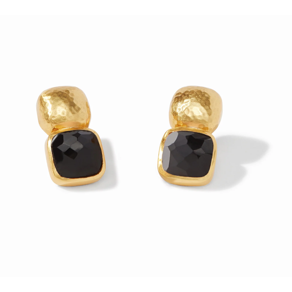 Julie Vos Catalina Gold Earring Black Obsidian