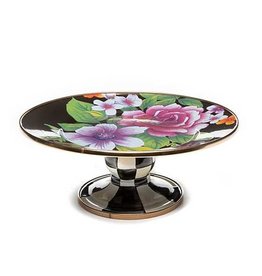 MacKenzie-Childs Flower Market Mini Pedestal Platter - Black