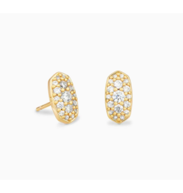 Kendra Scott Grayson Gold Stud Earrings in White Crystal
