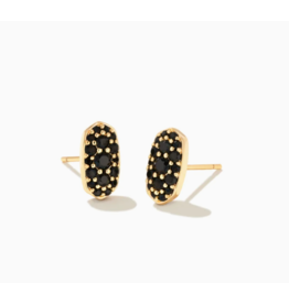 Kendra Scott Grayson Gold Crystal Stud Earrings in Black Spinel