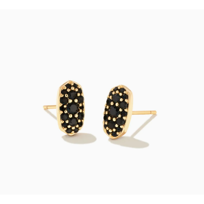 Kendra Scott Grayson Gold Crystal Stud Earrings in Black Spinel