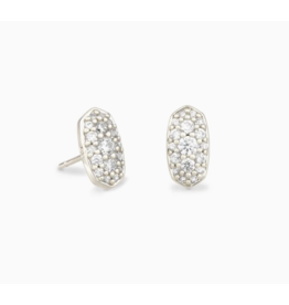 Kendra Scott Grayson Silver Stud Earrings in White Crystal