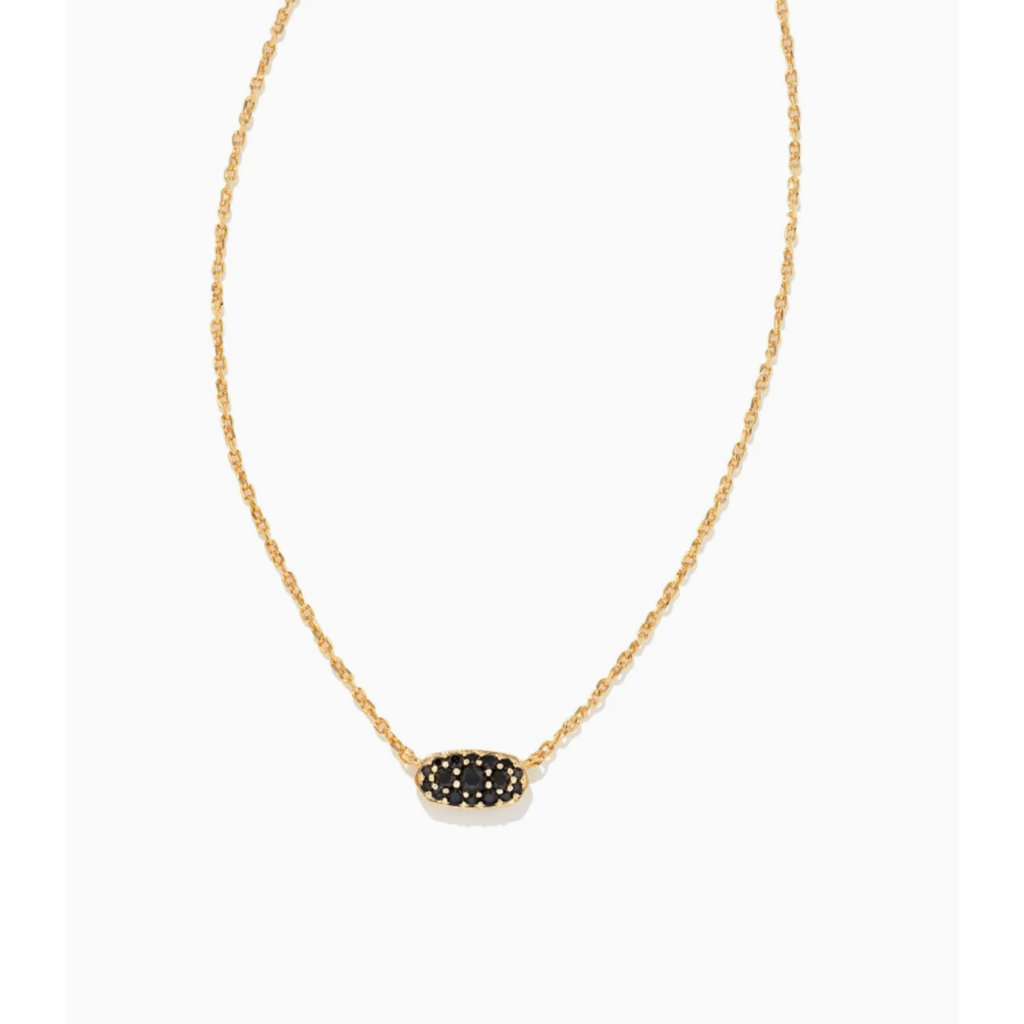 Grayson Gold Pendant Necklace in White Crystal